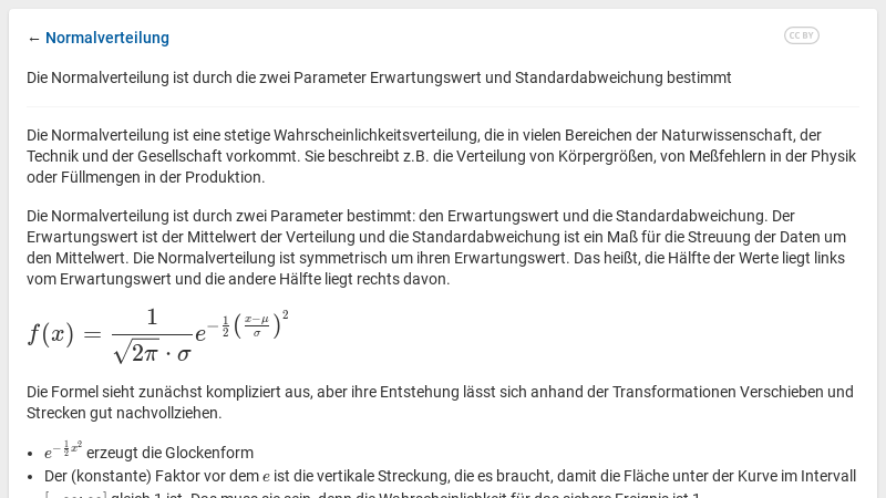 Mathematik Normalverteilung Dichtefunktion